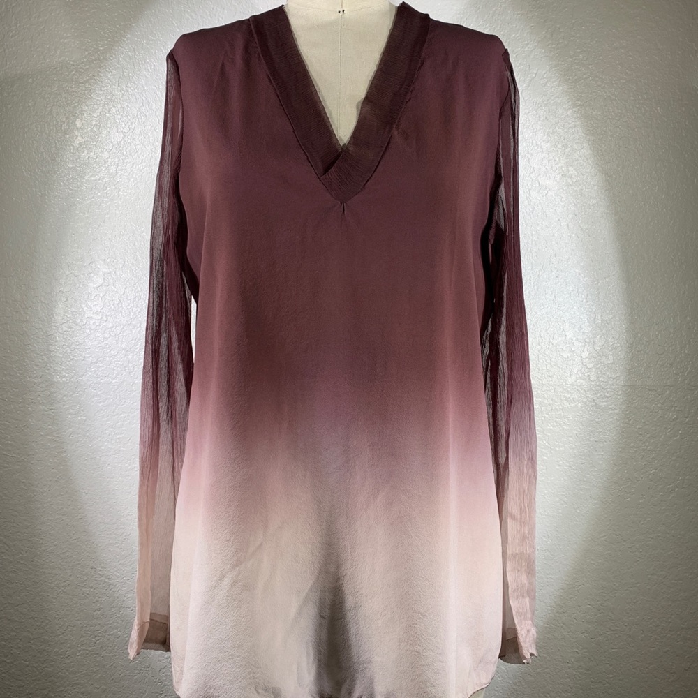 Viviana Uchitel Elena Gradient In Flamingo Dusk Silk | Rayon Blouse NWT